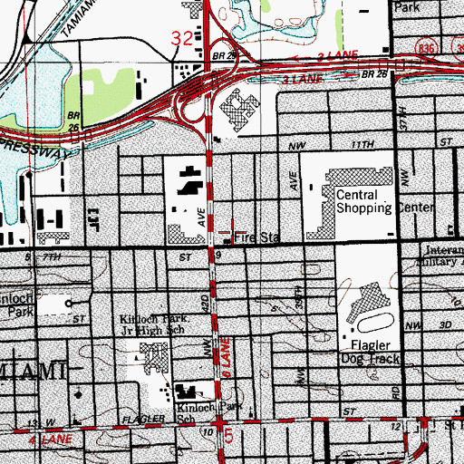 Topographic Map of Miami Fire / Rescue Station 10, FL
