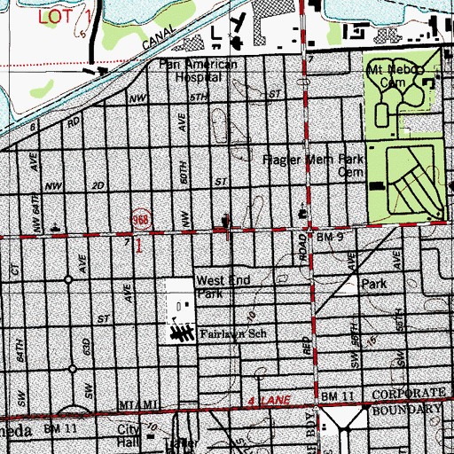 Topographic Map of City of Miami Department of Fire Rescue Station 11, FL