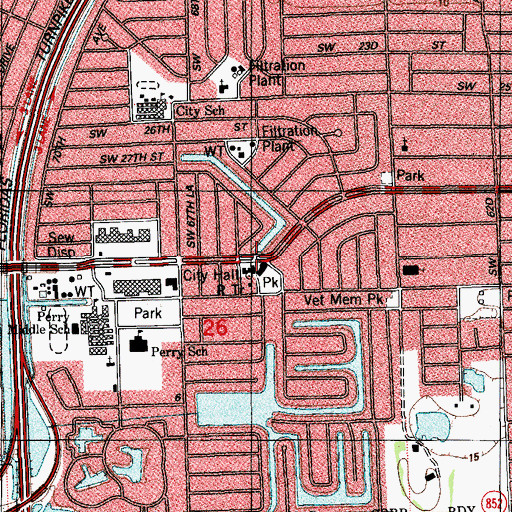 Topographic Map of Miramar Fire Rescue Station 19, FL