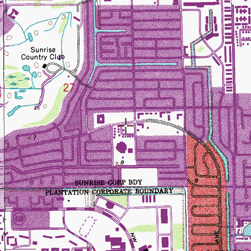 Topographic Map of Sunrise Fire Rescue Station 39, FL