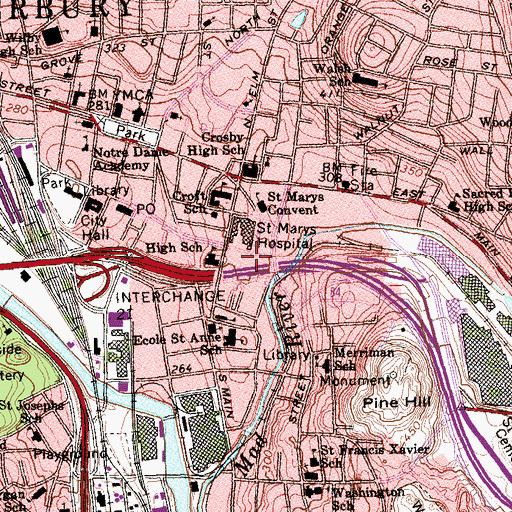 Topographic Map of Saint Marys Heliport, CT