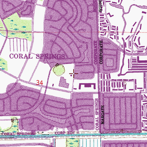 Topographic Map of Coral Springs Fire Department Station 64, FL
