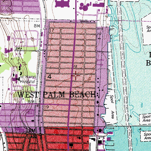 Topographic Map of West Palm Beach Fire Rescue Station 3, FL