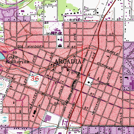 Topographic Map of Arcadia Fire Department Station 3, FL