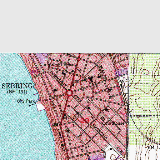 Topographic Map of Sebring Fire Department Station 14 Headquarters, FL