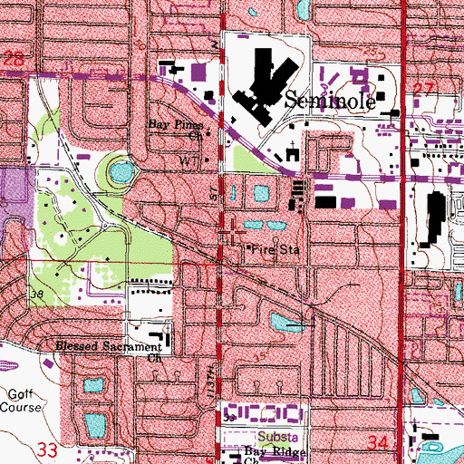 Topographic Map of Seminole Fire Rescue Station 29, FL