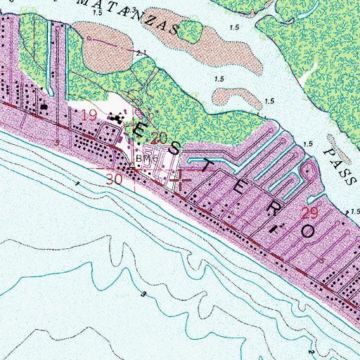 Topographic Map of Fort Myers Beach Fire Department Control District Station 31, FL