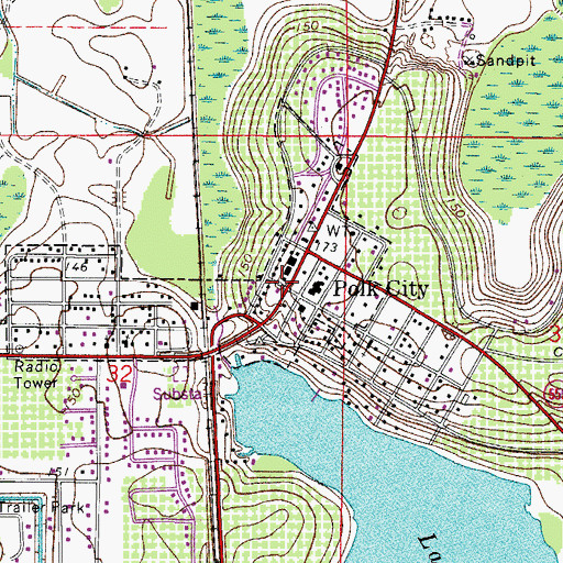 Topographic Map of Polk County Fire Department Station 130 Polk City, FL
