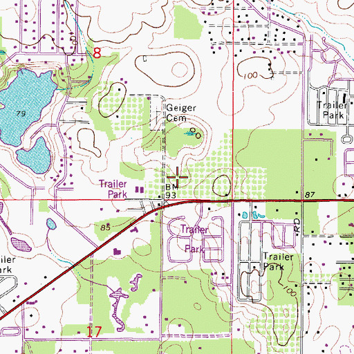 Topographic Map of Pasco County Fire Rescue Station 16, FL