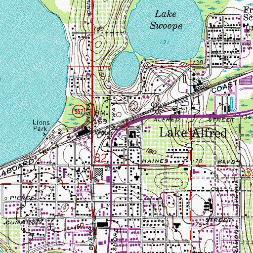 Topographic Map of Lake Alfred Fire Department, FL