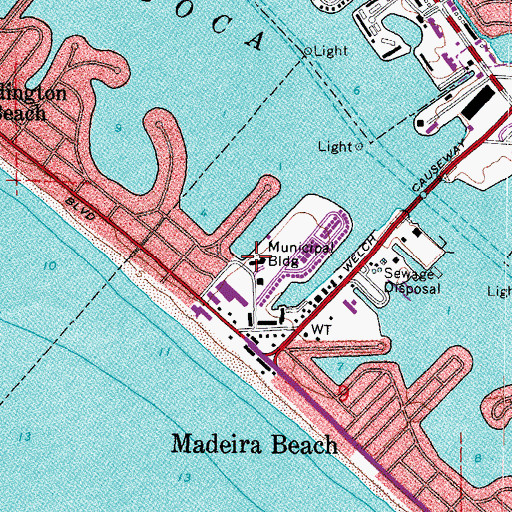 Topographic Map of Madeira Beach Fire Department, FL