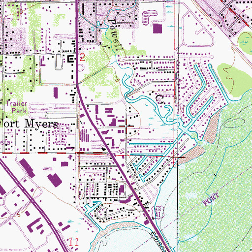 Topographic Map of North Fort Myers Fire Control and Rescue Service District Station 1, FL