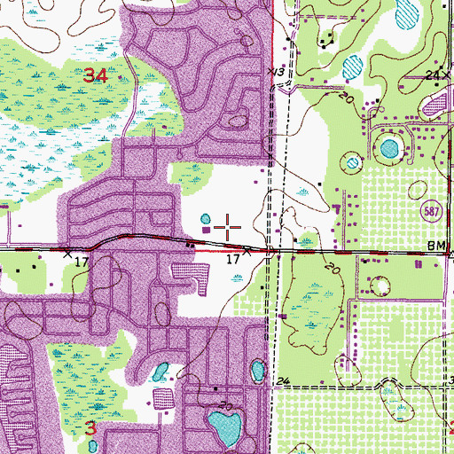 Topographic Map of Pasco County Fire Rescue Station 30, FL
