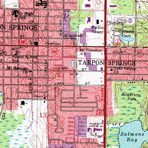 Topographic Map of Tarpon Springs Fire Rescue Station 69, FL