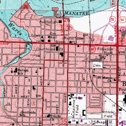 Topographic Map of Bradenton Fire and Rescue Headquarters Station 1, FL