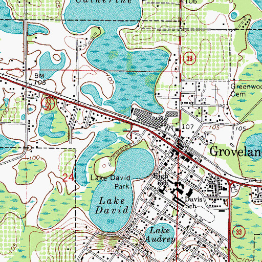 Topographic Map of Groveland Fire Department Station 1, FL