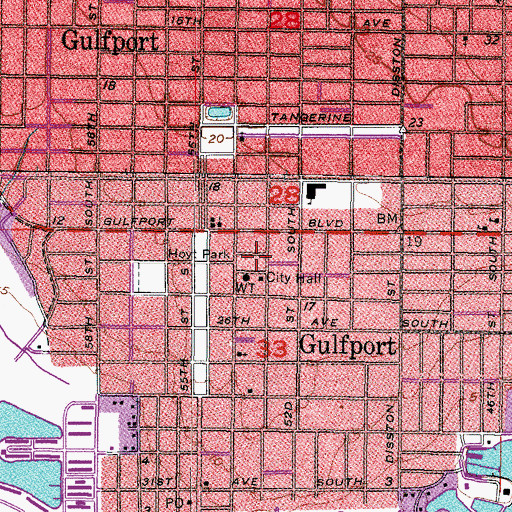 Topographic Map of Gulfport Fire Department, FL