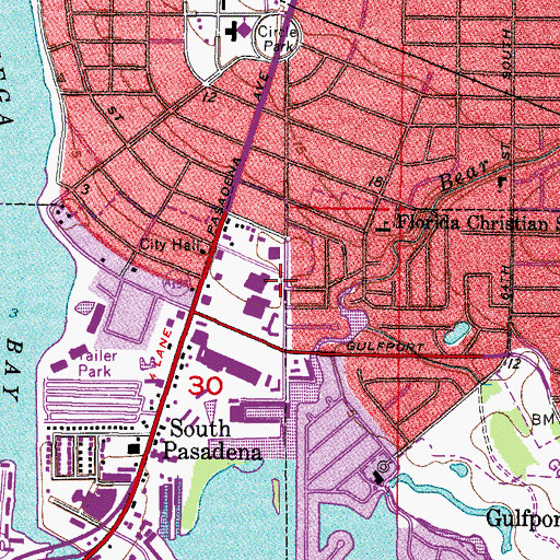 Topographic Map of South Pasadena Fire Department, FL