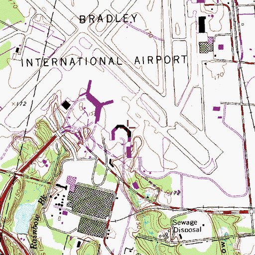 Topographic Map of Bradley International Airport, CT
