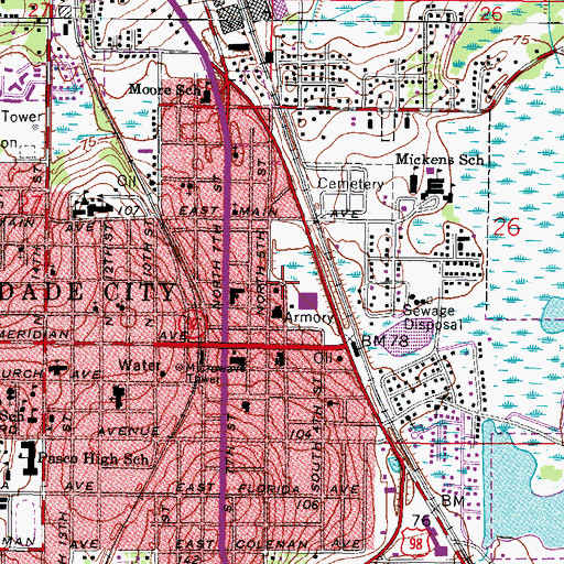 Topographic Map of Pasco County Fire Rescue Station 24, FL