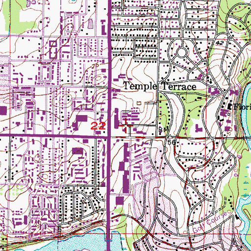 Topographic Map of Temple Terrace Fire Department Station 1, FL