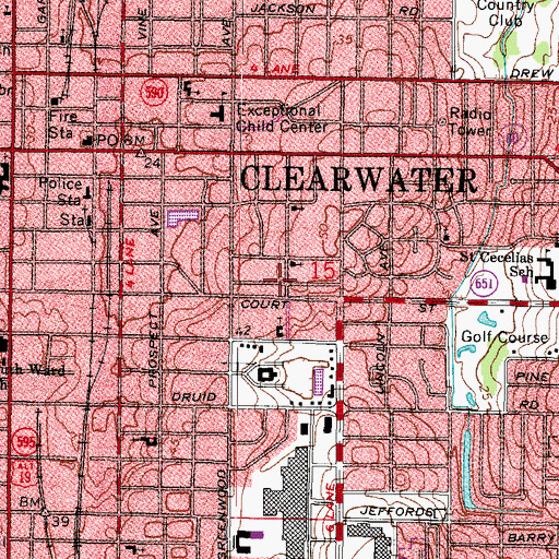 Topographic Map of Clearwater Fire Station 45, FL