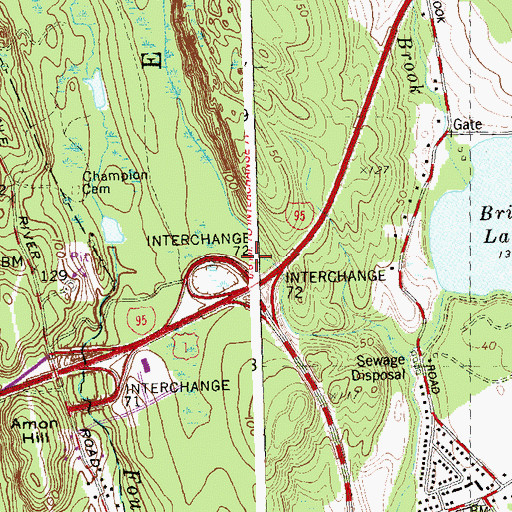 Topographic Map of Interchange Seventy-two, CT