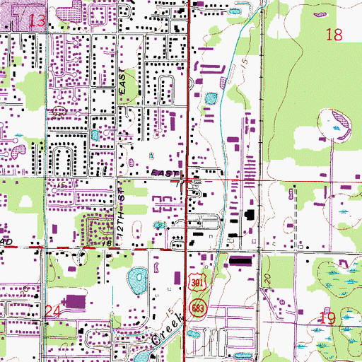 Topographic Map of Southern Manatee Fire and Rescue District Station 1, FL