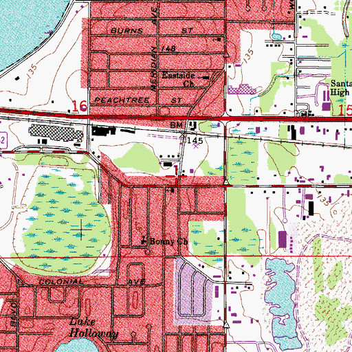 Topographic Map of Polk County Fire Department Station 7 Crystal Lake, FL