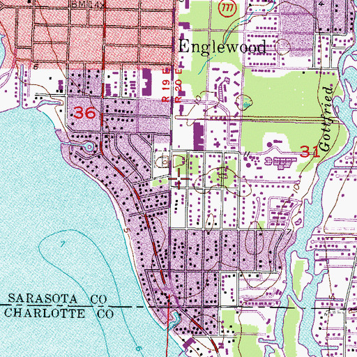 Topographic Map of Englewood Area Fire Department Control District Station 71, FL