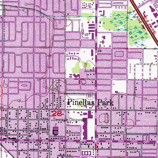 Topographic Map of Pinellas Park Fire Department Station 33, FL