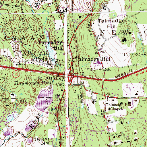 Topographic Map of Interchange Thirty-six, CT
