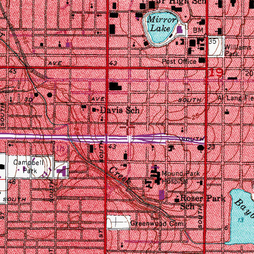 Topographic Map of Saint Petersburg Fire and Rescue Station 1 Master Station, FL