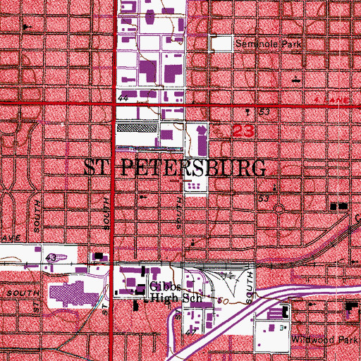 Topographic Map of Saint Petersburg Fire and Rescue Station 3 Palmetto Park, FL