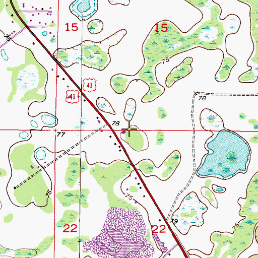 Topographic Map of Pasco County Fire Rescue Station 22, FL