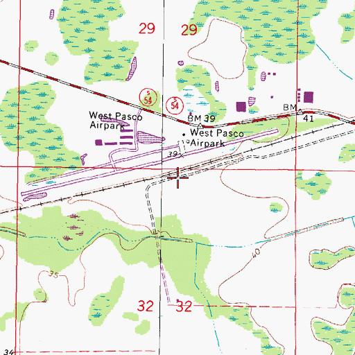 Topographic Map of Pasco County Fire Rescue Station 15, FL