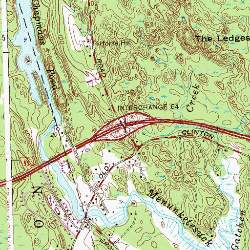 Topographic Map of Interchange 64, CT