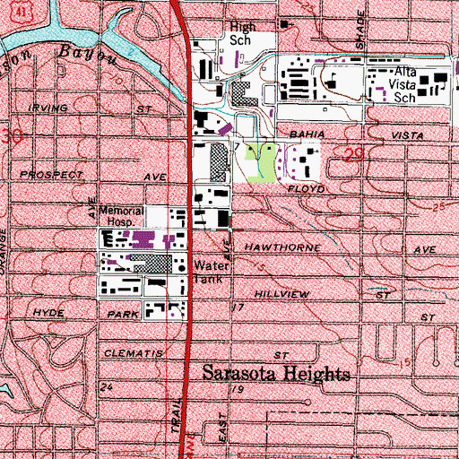 Topographic Map of Sarasota County Fire Department Station 2, FL