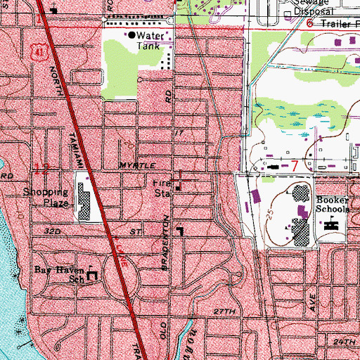 Topographic Map of Sarasota County Fire Department Station 4, FL