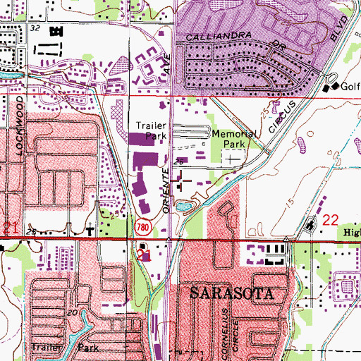 Topographic Map of Sarasota County Fire Department Station 5, FL
