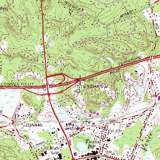 Topographic Map of Interchange 61, CT