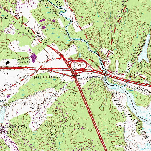 Topographic Map of Interchange 62, CT