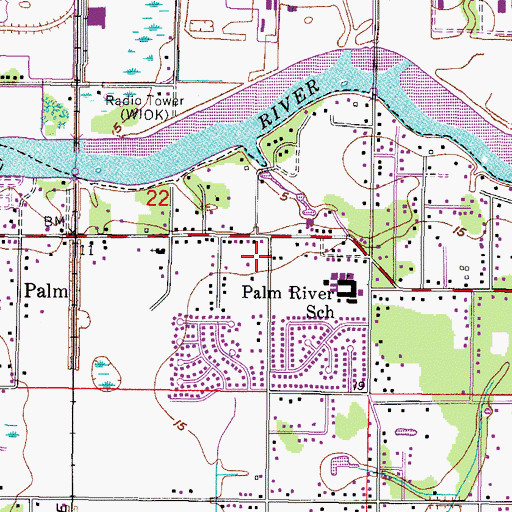 Topographic Map of Hillsborough County Fire Rescue Station 15 Palm River, FL