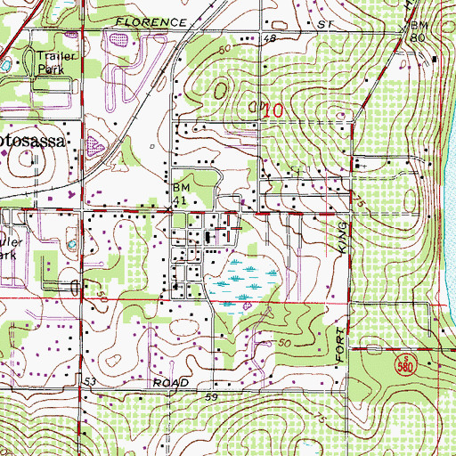Topographic Map of Hillsborough County Fire Rescue Station 21 Thonotosassa, FL