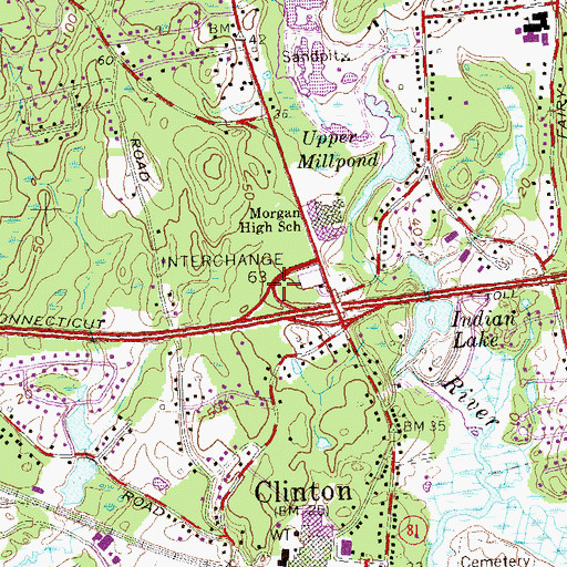 Topographic Map of Interchange 63, CT