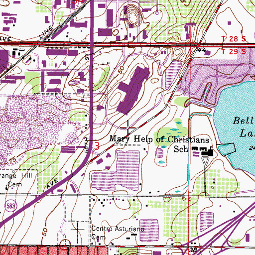 Topographic Map of Hillsborough County Fire Rescue Station 32 East Lake, FL