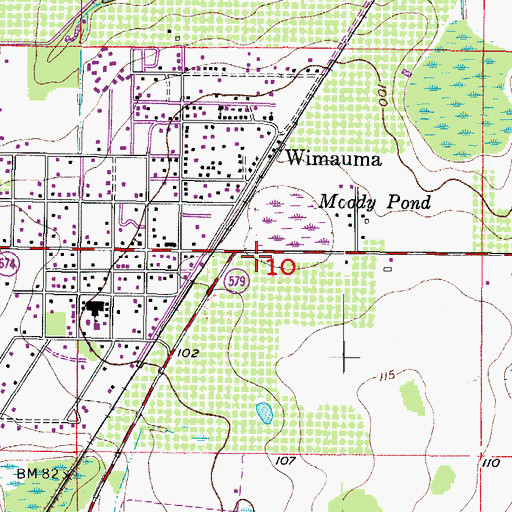 Topographic Map of Hillsborough County Fire Rescue Station 22 Wimauma, FL