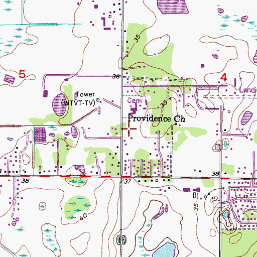 Topographic Map of Hillsborough County Fire Rescue Station 37 Providence, FL