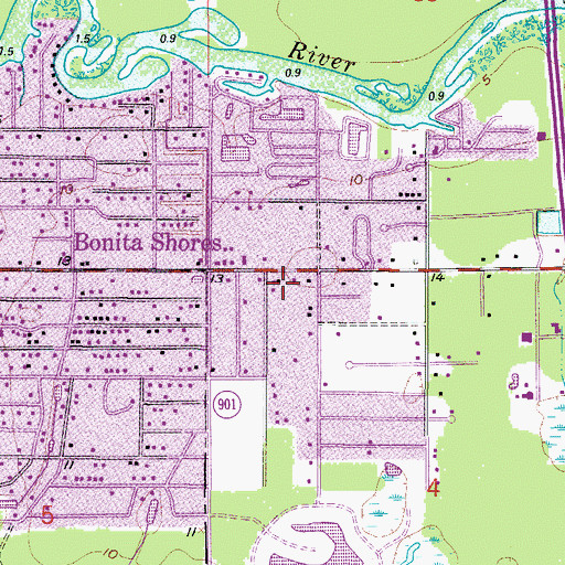 Topographic Map of Bonita Springs Fire Control and Rescue District Station 2, FL