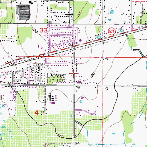 Topographic Map of Hillsborough County Fire Rescue Station 23 Dover, FL